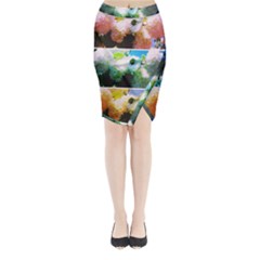 Bright Snowball Branch Collage (iii) Midi Wrap Pencil Skirt by okhismakingart