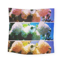 Bright Snowball Branch Collage (iii) Square Tapestry (small) by okhismakingart