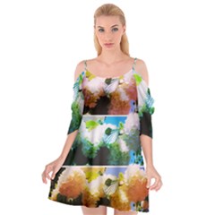 Bright Snowball Branch Collage (iii) Cutout Spaghetti Strap Chiffon Dress by okhismakingart