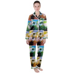 Bright Snowball Branch Collage (iii) Satin Long Sleeve Pyjamas Set by okhismakingart