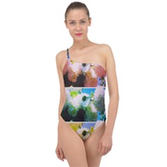 Bright Snowball Branch Collage (iii) Classic One Shoulder Swimsuit by okhismakingart