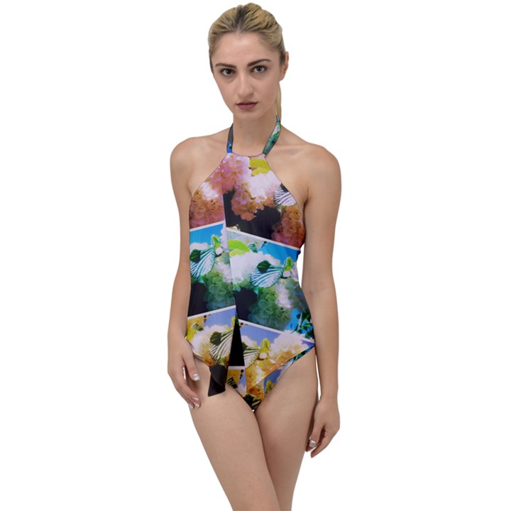 Bright Snowball Branch Collage (III) Go with the Flow One Piece Swimsuit