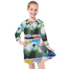 Bright Snowball Branch Collage (iii) Kids  Quarter Sleeve Shirt Dress by okhismakingart