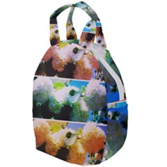 Bright Snowball Branch Collage (iii) Travel Backpacks by okhismakingart