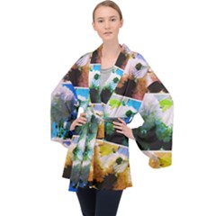 Bright Snowball Branch Collage (iii) Velvet Kimono Robe by okhismakingart