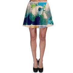 Washed Out Snowball Branch Collage (iv) Skater Skirt by okhismakingart