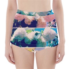 Washed Out Snowball Branch Collage (iv) High-waisted Bikini Bottoms by okhismakingart