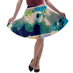 Washed Out Snowball Branch Collage (iv) A-line Skater Skirt by okhismakingart