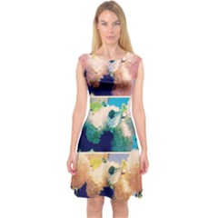 Washed Out Snowball Branch Collage (iv) Capsleeve Midi Dress by okhismakingart