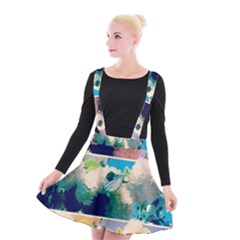 Washed Out Snowball Branch Collage (iv) Suspender Skater Skirt by okhismakingart