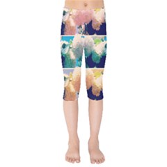 Washed Out Snowball Branch Collage (iv) Kids  Capri Leggings  by okhismakingart