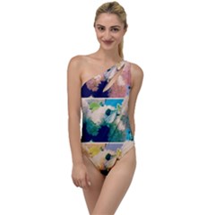 Washed Out Snowball Branch Collage (iv) To One Side Swimsuit by okhismakingart