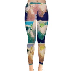 Washed Out Snowball Branch Collage (iv) Inside Out Leggings by okhismakingart