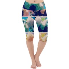 Washed Out Snowball Branch Collage (iv) Lightweight Velour Cropped Yoga Leggings by okhismakingart