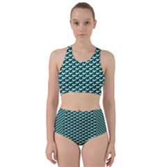 Pattern Green Blue Grey Hues Racer Back Bikini Set by Pakrebo