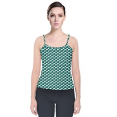 Pattern Green Blue Grey Hues Velvet Spaghetti Strap Top by Pakrebo