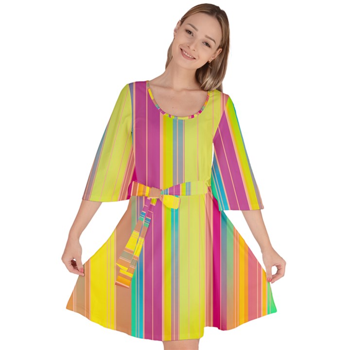 Background Colorful Abstract Velour Kimono Dress