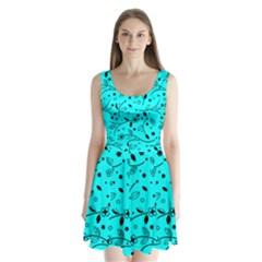 Pattern Flowers Flower Texture Split Back Mini Dress 