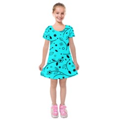 Pattern Flowers Flower Texture Kids  Short Sleeve Velvet Dress by Pakrebo