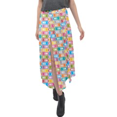 Seamless Pattern Background Abstract Velour Split Maxi Skirt