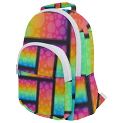 Background Colorful Abstract Rounded Multi Pocket Backpack