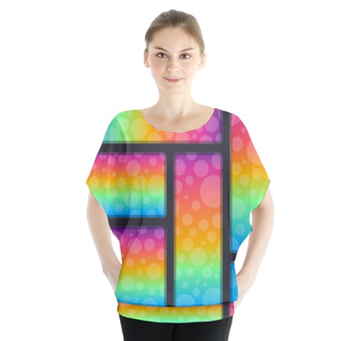 Background Colorful Abstract Batwing Chiffon Blouse by Pakrebo