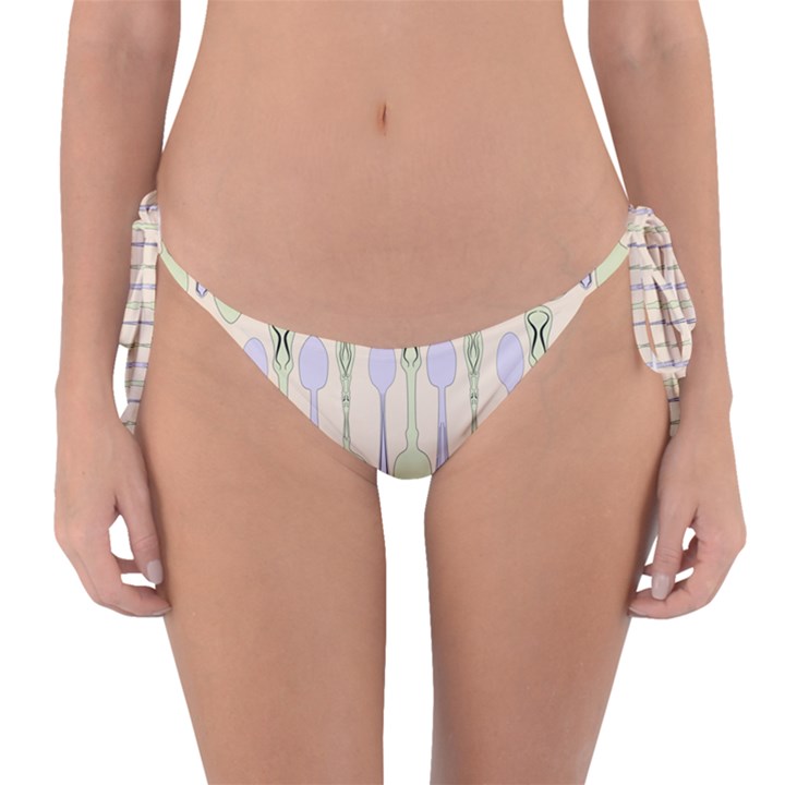 Spoon Pattern Illustrator Green Reversible Bikini Bottom