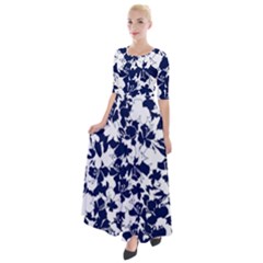 Flowers Garden Textiles Fabric Half Sleeves Maxi Dress