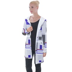 Background Santorini Greece Longline Hooded Cardigan by Pakrebo