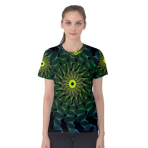 Abstract Ribbon Green Blue Hues Women s Cotton Tee by Pakrebo