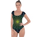 Abstract Ribbon Green Blue Hues Short Sleeve Leotard  View1