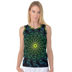 Abstract Ribbon Green Blue Hues Women s Basketball Tank Top by Pakrebo