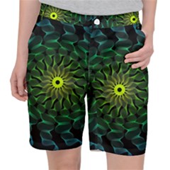 Abstract Ribbon Green Blue Hues Pocket Shorts by Pakrebo