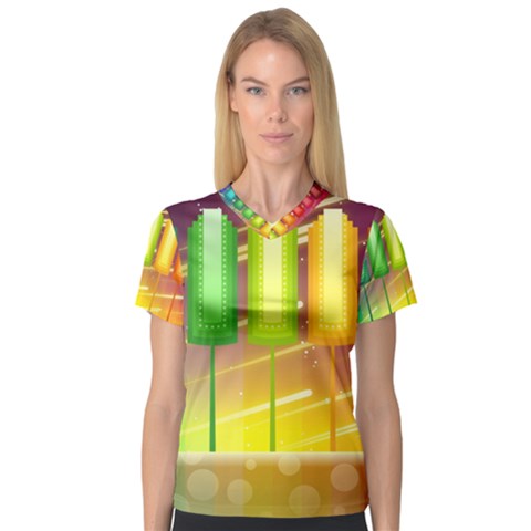 Abstract Landscape Background V-neck Sport Mesh Tee by Pakrebo