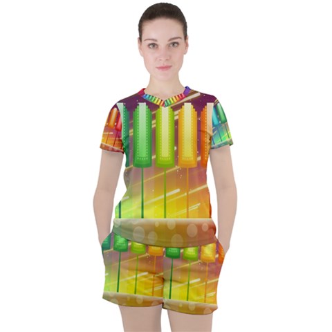 Abstract Landscape Background Women s Tee And Shorts Set by Pakrebo