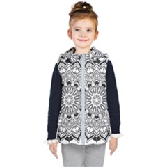 Mandala Spiritual Texture Kids  Hooded Puffer Vest by Pakrebo