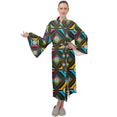 Seamless Pattern Background Abstract Maxi Tie Front Velour Kimono