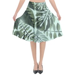 Medellin Leaves Tropical Jungle Flared Midi Skirt by Pakrebo