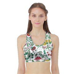 Flowers Garden Tropical Plant Sports Bra With Border by Pakrebo