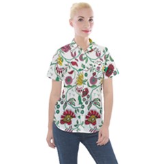 Flowers Garden Tropical Plant Women s Short Sleeve Pocket Shirt