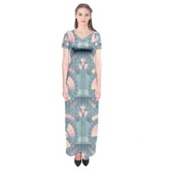 Seamless Pattern Seamless Design Short Sleeve Maxi Dress