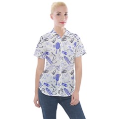 Father s Day Reason Texture Women s Short Sleeve Pocket Shirt