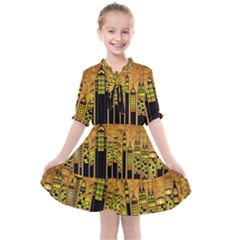 Buildings Skyscrapers City Kids  All Frills Chiffon Dress