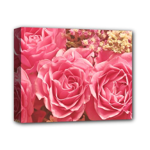 Roses Noble Roses Romantic Pink Deluxe Canvas 14  X 11  (stretched) by Pakrebo