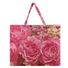 Roses Noble Roses Romantic Pink Zipper Large Tote Bag by Pakrebo