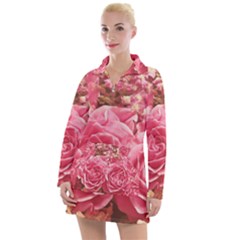 Roses Noble Roses Romantic Pink Women s Long Sleeve Casual Dress