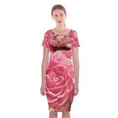 Roses Noble Roses Romantic Pink Classic Short Sleeve Midi Dress by Pakrebo