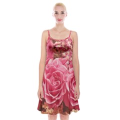 Roses Noble Roses Romantic Pink Spaghetti Strap Velvet Dress by Pakrebo