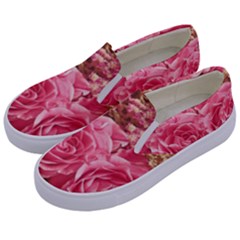 Roses Noble Roses Romantic Pink Kids  Canvas Slip Ons by Pakrebo