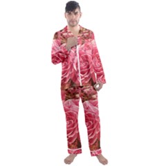 Roses Noble Roses Romantic Pink Men s Satin Pajamas Long Pants Set